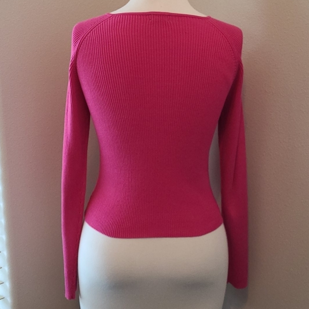 J. Crew Pink Ribbed Button Cardigan - Picture 4 of 6